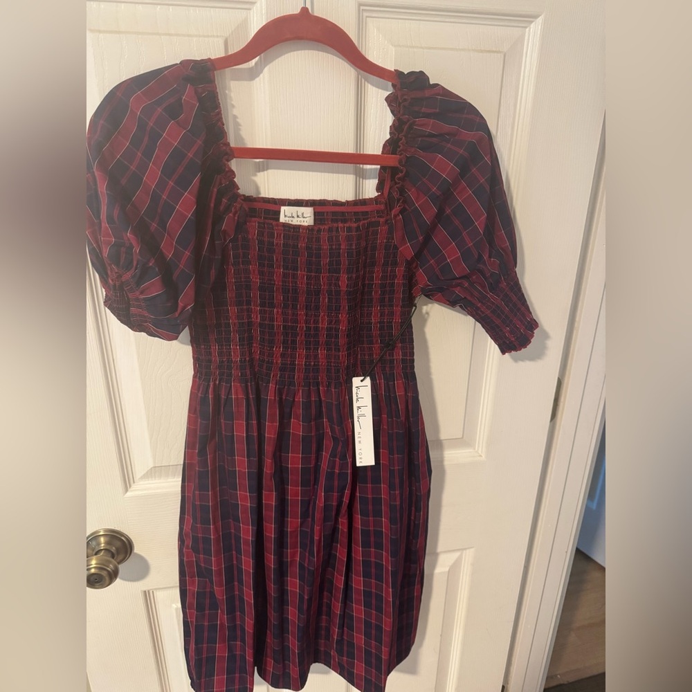 Nicole Miller Plaid Dress in Red and Blue